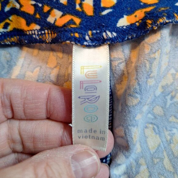LuLaRoe Leggings Blue and Yellow Geometric Print Soft Stretchy Spring - Picture 3 of 8